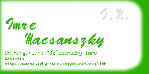 imre macsanszky business card